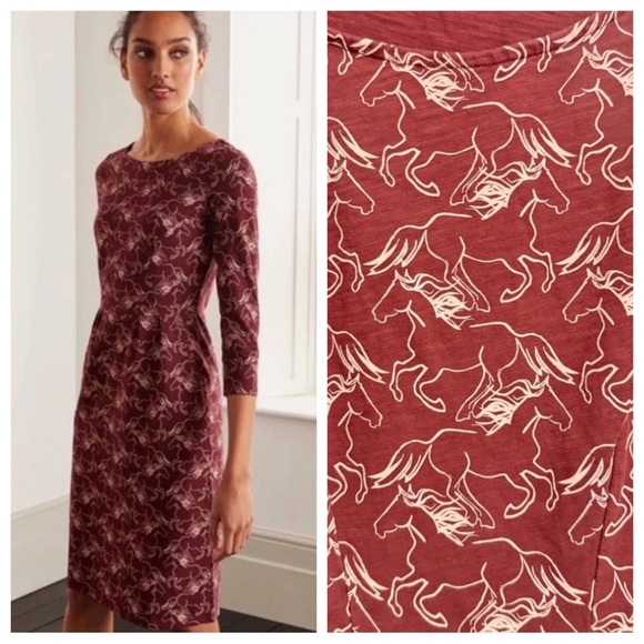 Boden Dresses & Skirts - Boden Penny dress wild horse print rust red 23521